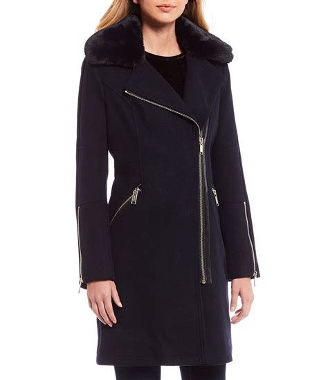 michael kors black coat with fur collar|Michael Kors wool winter coats.